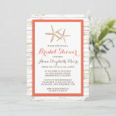 Starfish Whitewashed Wood Beach Bridal Shower Invitation (Standing Front)