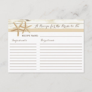 Starfish Whitewashed Wood Beach Recipe Card