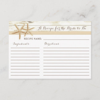 Starfish Whitewashed Wood Beach Recipe Card