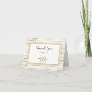 Starfish Whitewashed Wood Beach Thank You Card