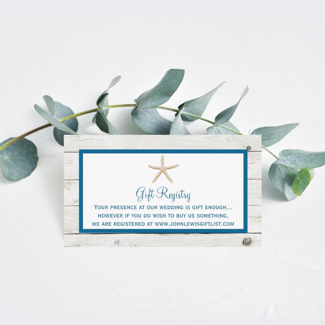 Starfish Whitewashed Wood Beach Wedding Collection Enclosure Card (Creator Uploaded)
