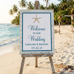 Starfish Whitewashed Wood Beach Wedding Collection Foam Board