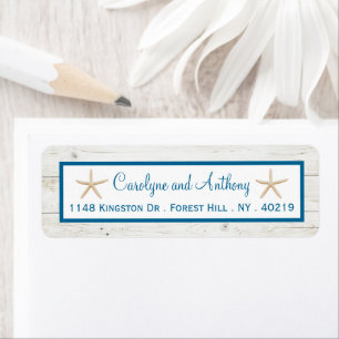Starfish Whitewashed Wood Beach Wedding Collection Label