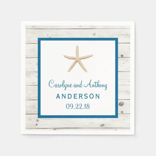 Starfish Whitewashed Wood Beach Wedding Collection Napkins