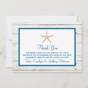 Starfish Whitewashed Wood Beach Wedding Collection Thank You Card