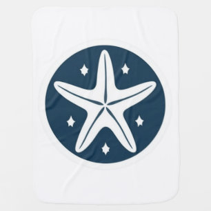 Starfish with White Stars Baby Blanket