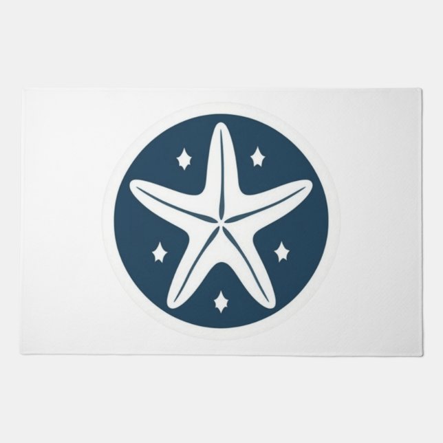 Starfish with White Stars Doormat (Front)