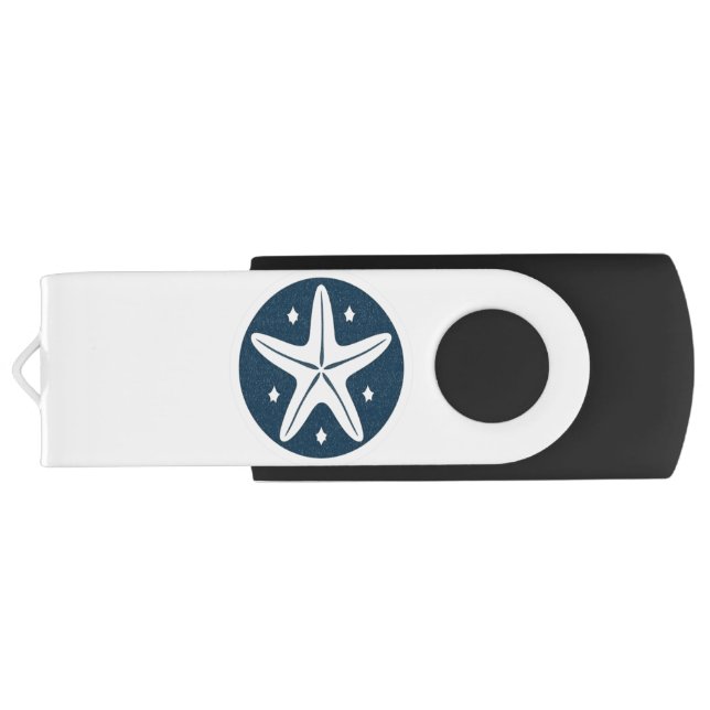 Starfish with White Stars Flash Drive (Back)