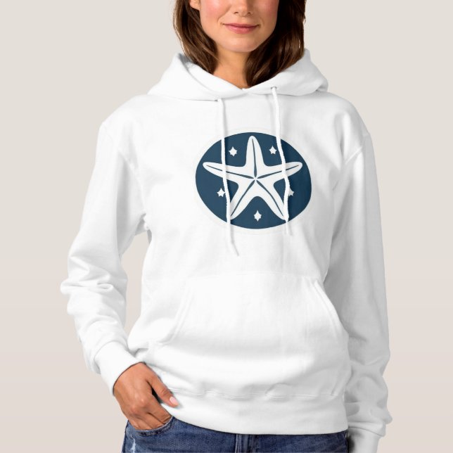 Starfish with White Stars Hoodie (Front)