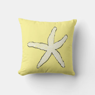 Starfish Yellow White Pattern Elegant Beach Gift Outdoor Pillow