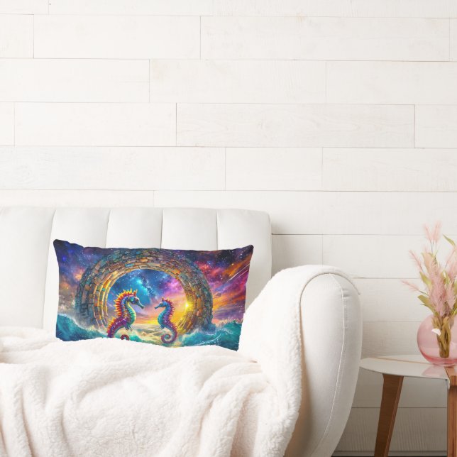 StarGate Seahorses Design By Rich AMeN Gill Lumbar Pillow (Couch)