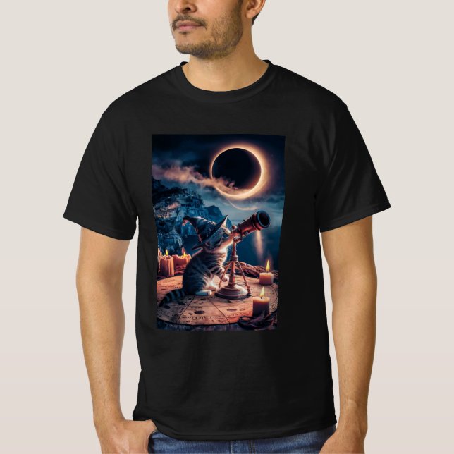 Stargazer Cat: Cosmic Dreamer T-Shirt (Front)
