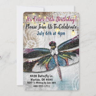 Stargazer Dragonfly Birthday Invitation