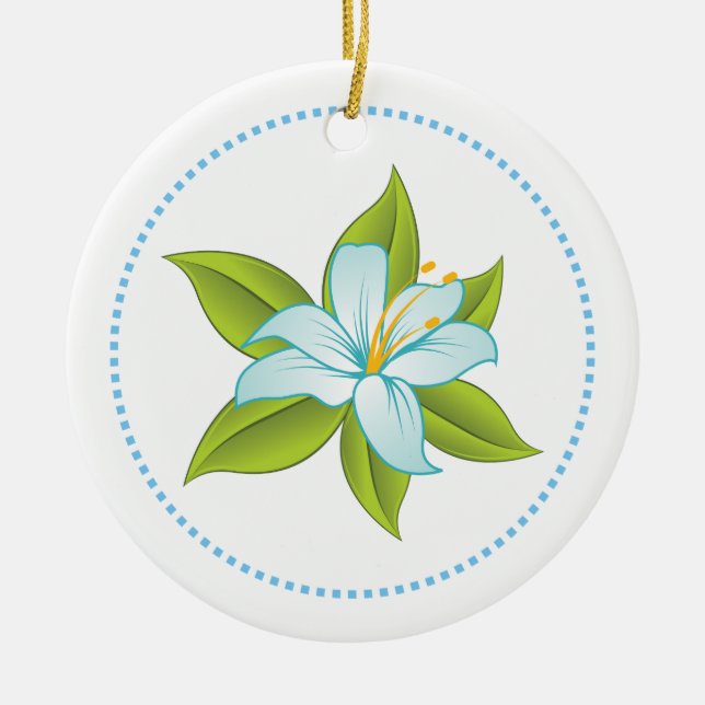 Stargazer light blue lily custom ornament (Front)