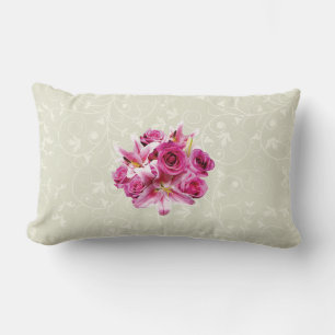 Stargazer Lilies and Roses Lumbar Pillow