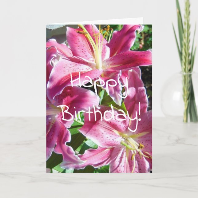 stargazer lilies birthday card (Front)