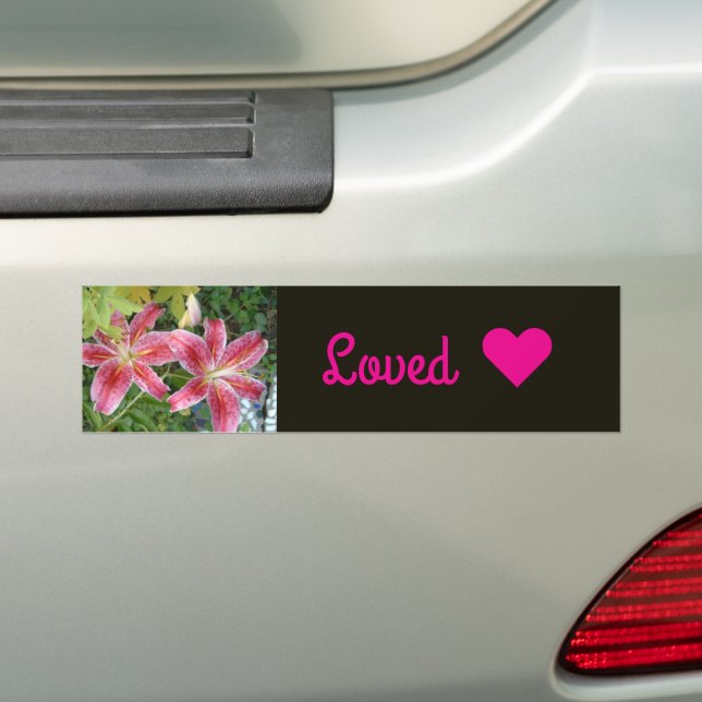 Stargazer Lilies Bumper Sticker (On Car)