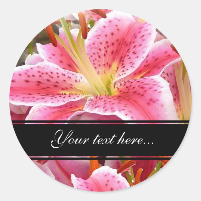 "Stargazer" Lilies Classic Round Sticker (Front)