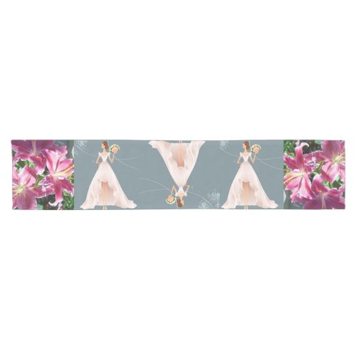 stargazer lilies fancy bride bridal shower short table runner