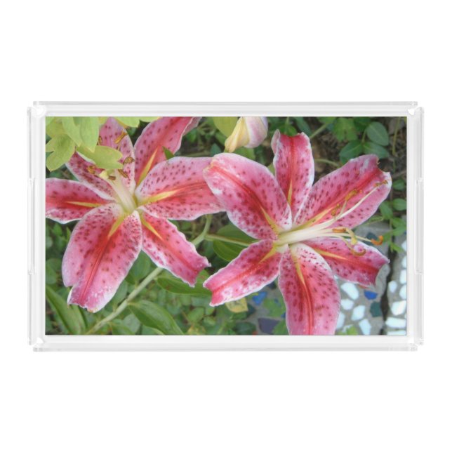 Stargazer Lilies Garden Floral Acrylic Tray (Front)