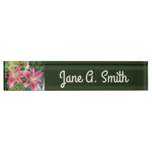 Stargazer Lilies Garden Floral Desk Name Plate