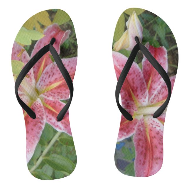 Stargazer Lilies Garden Floral Flip Flops (Footbed)