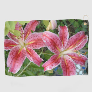 Stargazer Lilies Garden Floral Golf Towel