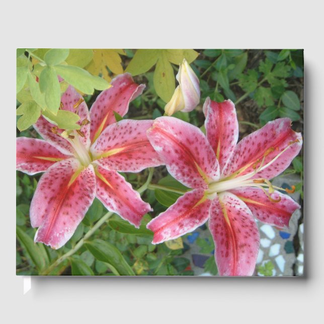 Stargazer Lilies Garden Floral Guest Book (Front)