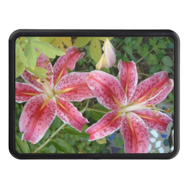 Stargazer Lilies Garden Floral Hitch Cover (Front)