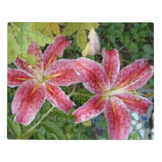 Stargazer Lilies Garden Floral Jigsaw Puzzle