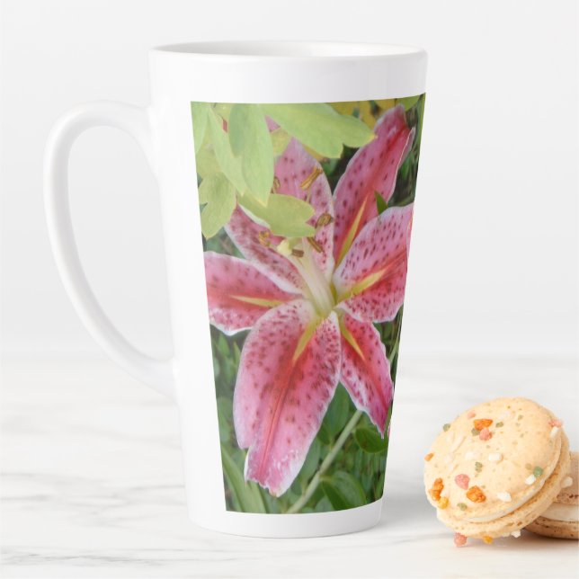 Stargazer Lilies Garden Floral Latte Mug (In Situ)
