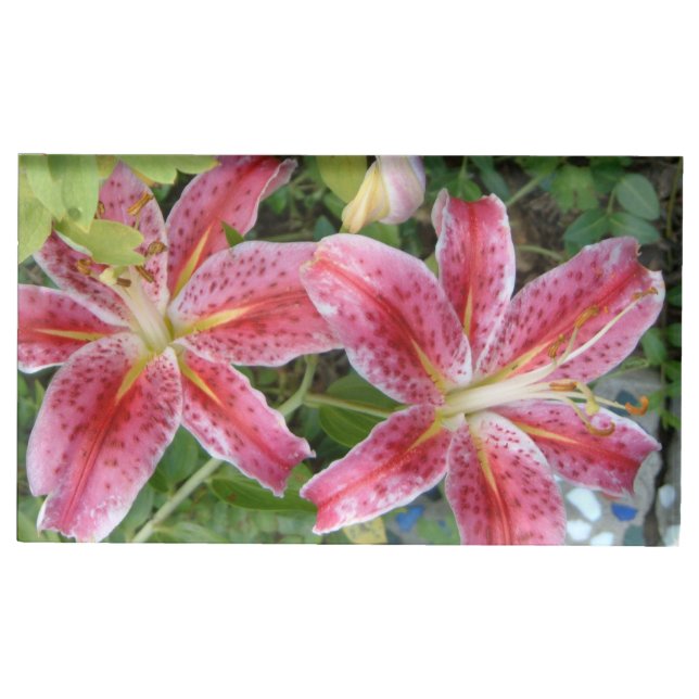 Stargazer Lilies Garden Floral Place Card Holder (Front)