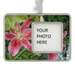 Stargazer Lilies Garden Floral Silver Plated Framed Ornament