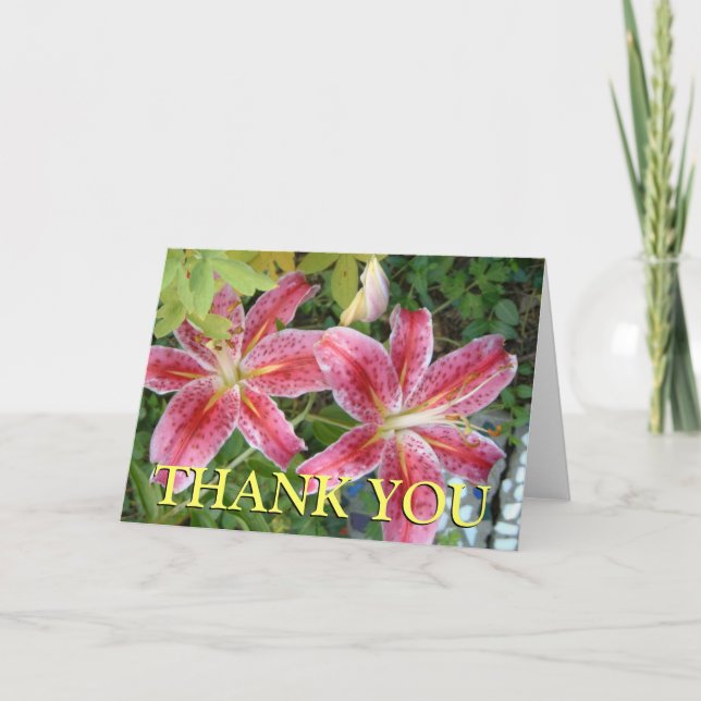 Stargazer Lilies Garden Floral Thank You Card (Front)