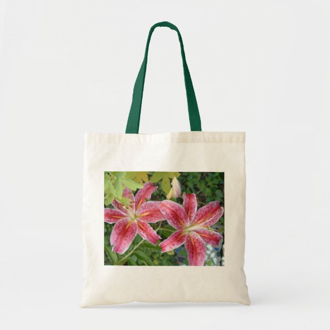 Stargazer Lilies Garden Floral Tote Bag (Front)