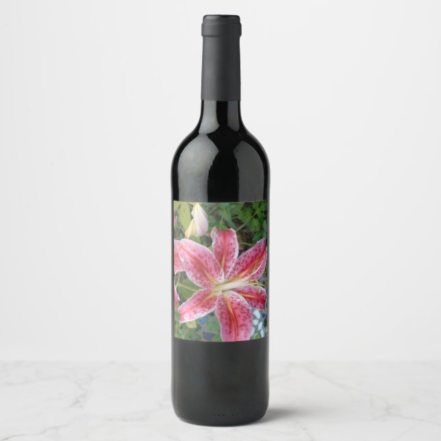 Stargazer Lilies Garden Floral Wine Label (Front)