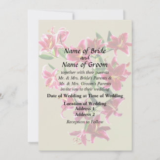 Stargazer Lilies Heart Wedding Products Invitation