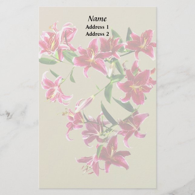 Stargazer Lilies Heart Wedding Products Stationery (Front)