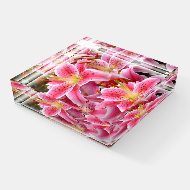 Stargazer Lilies Paperweight (Angled)