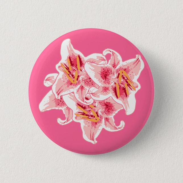 Stargazer Lilies Pinback Button (Front)
