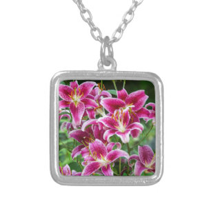 Stargazer Lilies Silver Plated Necklace