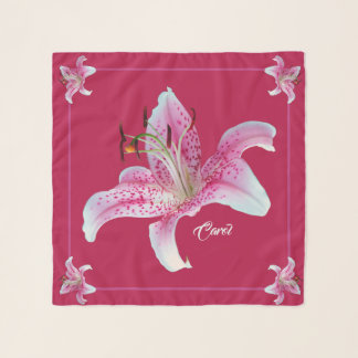Stargazer Lilies Square Chiffon Scarf Personalized