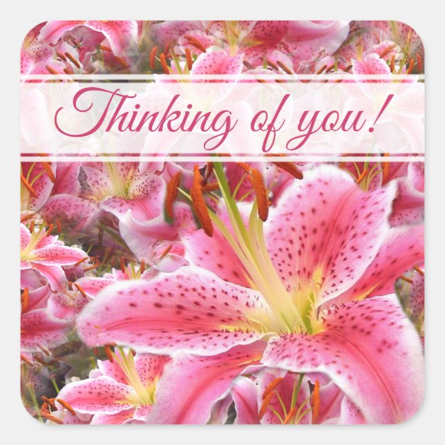 "Stargazer" Lilies Square Sticker (Front)