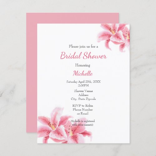 Stargazer Lilies Watercolor Invitation