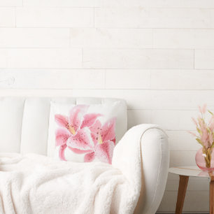 Stargazer Lilies Watercolor Pillow