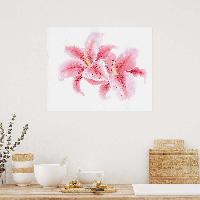 Stargazer Lilies Watercolor Poster (Kitchen)