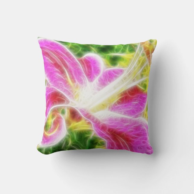 Stargazer Lily  Abstract Floral Throw Pillow (Front)