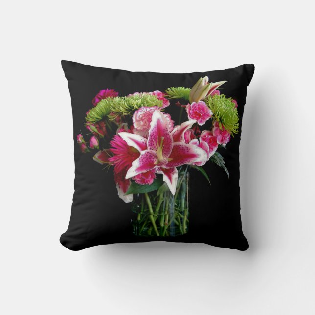 Stargazer Lily Bouquet Throw Pillow (Front)