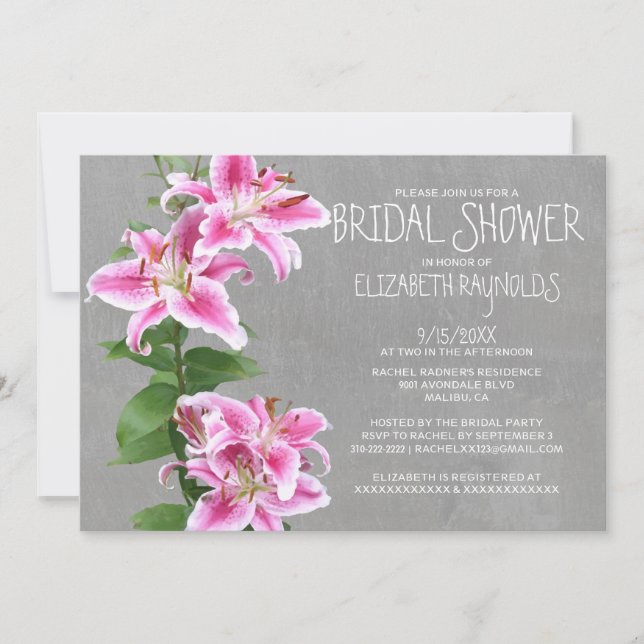 Stargazer Lily Bridal Shower Invitations (Front)
