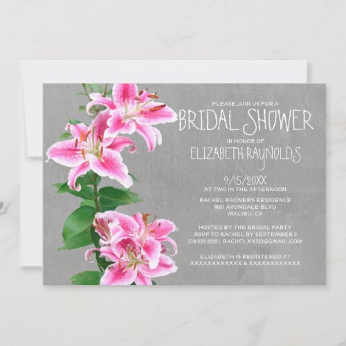 Stargazer Lily Bridal Shower Invitations